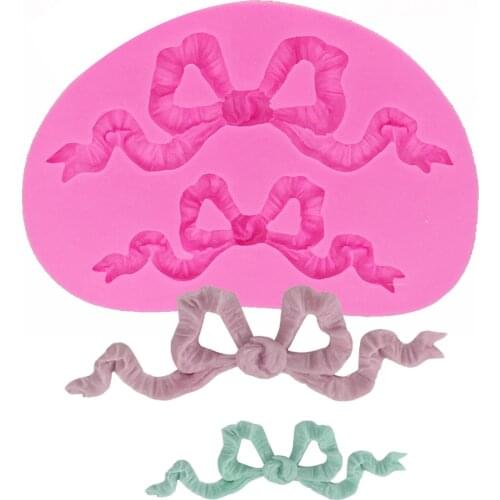 Bow Knot Shaped Silicone Cake Mold Ribbon lace Sugar Craft Fondant Cake Decoration Mold Pastry Tools Kitchen Baking Mold T1220