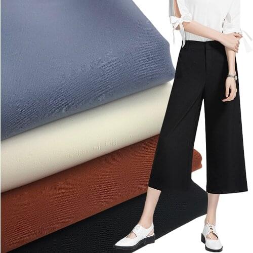 Wide 59" Summer Thin Filament Twill Two Ways Stretch Fabrics Polyester spandex Material Casual Wide Leg Trousers Dress Fabric