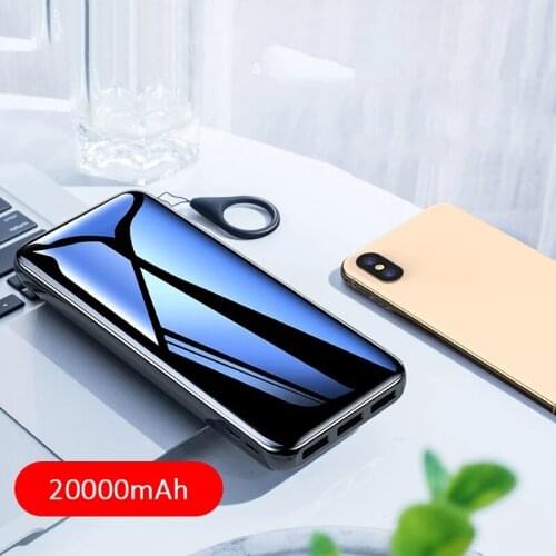 20000mAh Power Bank for Xiaomi Mi iPhone Huawei Samsung Poverbank Mirror Screen Portable Charger External Battery Pack Poverbank