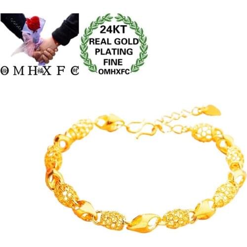 OMHXFC Jewelry Wholesale BE413 European Fashion Fine Woman Girl Party Birthday Wedding Gift Hollowed Lantern 24KT Gold Bracelet