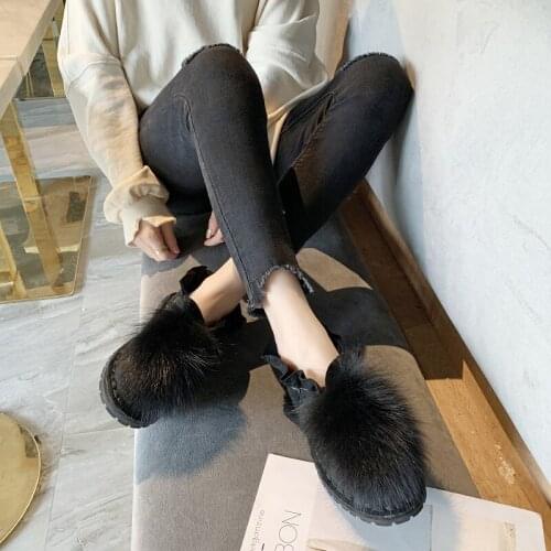 2020 New Lotus leaf female snow boots Winter non-slip student plus velvet warm cotton shoes flat boots Zapatillas Mujer U11-38