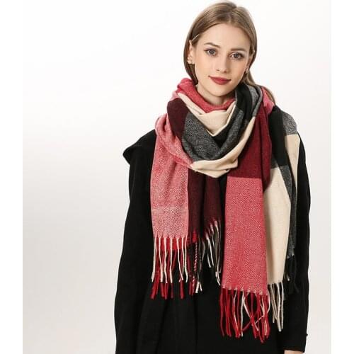 2021 Winter Scarf Women Cashmere Pashmina Shawls Foulard Brand Luxury Plaid Neck Scarf Warm Lady Blanket Stole Bufanda Bandana