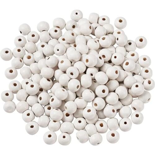 300pcs 8mm White Dyed Wood Beads Loose Spacer Beads Round For Jewelry Making Necklace Bracelet Handmade Supplies 8x7mm