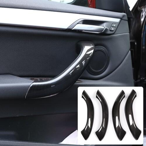 4 Pcs For BMW X1 F48 2016-2018 Carbon Fiber ABS Car Inner Door Handle Trim Car Accessories For BMW X2 F47 2018