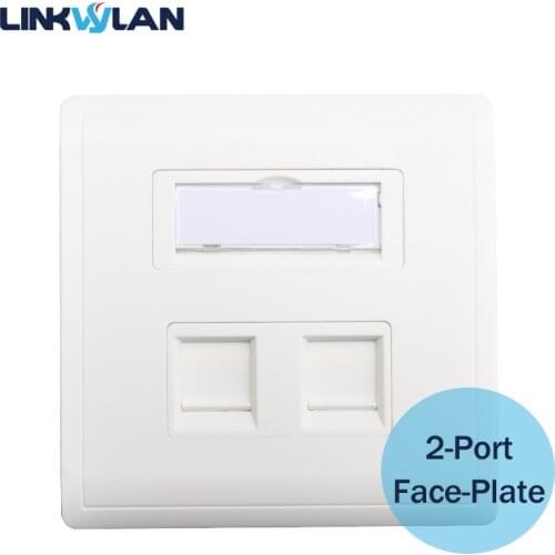 86x86mm Dual Port (2ports) Faceplate / Wallplate - Wall mount for installation with RJ45 & RJ11 Keystone Jacks