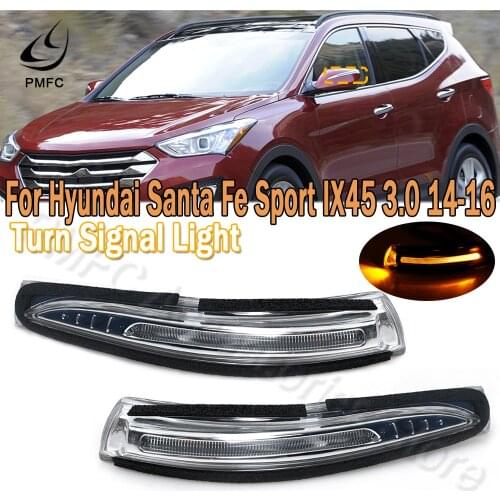 PMFC Car LED Side Rearview Mirror Turn Signal Light Blink Flasher Lamp For Hyundai Santa Fe Sport IX45 3.0 2014-2016 87623 2W000