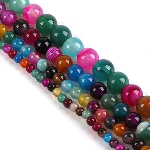 38-95 pcs 4 6 8 10mm Glossy Colorful Lines Stone Beads For Jewelry Making Findings Necklace Bracelet Earrings Findings