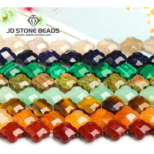 Wholesale 12 14MM 15pcs Natural Cross Faceted Spacer Cross Loose Stone Beads Pendants Handmade For Charm Jewelry Making