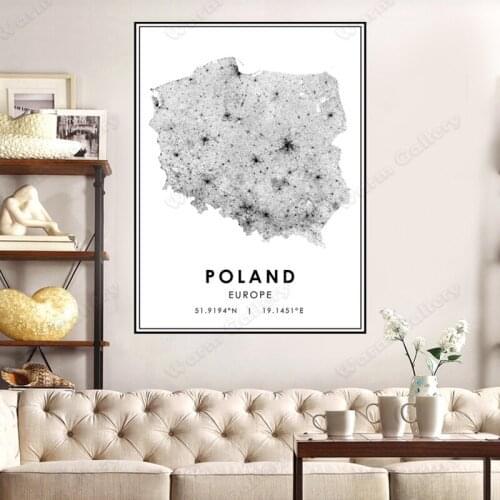 Black and White City Map The Poland City Map Poster HD Print Wall Art Canvas Nordic Landspace Painting for Home Decor