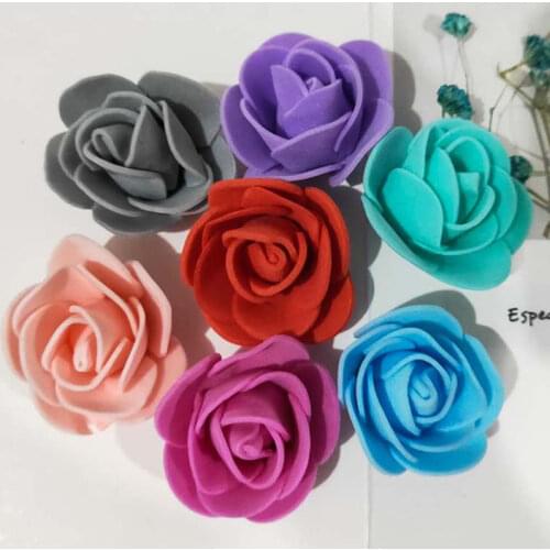 500PCS /lot PE Foam fake rose flower DIY Rose Bear Accessories 3cm Artificial small Rose Flower Heads valentines day girl gift