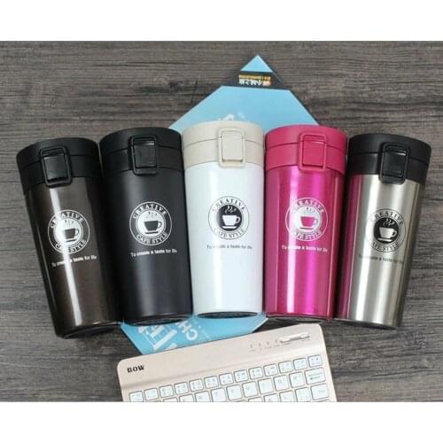 Coffee Mug Travel Car Cup Insulated Vacuum Double Wall Mug Cup Thermos 304 Stainless Steel Vacuum Flask Water Bottle 380ml