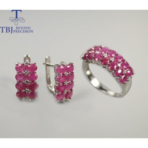 Jewelry Set natural africa Ruby ring earring 925 sterling silver fine gemstone oval 3*4mm jewelry for women gift party birthday