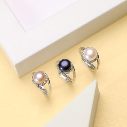 Lina Jw Natural Freshwater Pearl Rings Jewelry for Women Gift 9MM Vintage Party/Wedding Accessories Anillos Mujer