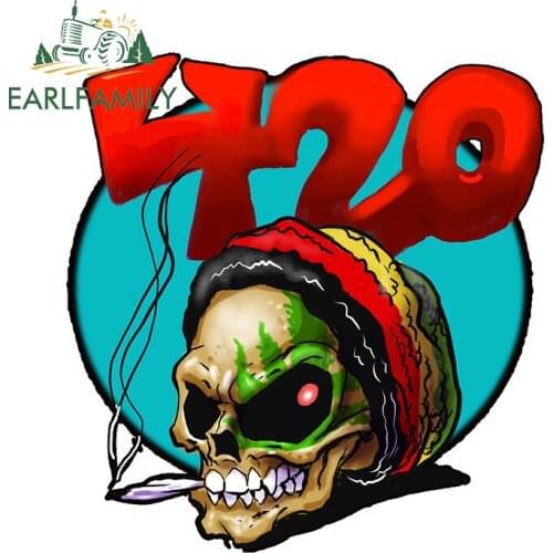 EARLFAMILY 13cm x 12.3cm for Skull 420 VAN Decal Bumper Motorcycle Waterproof Car Stickers Windows Occlusion Scratch Decoration