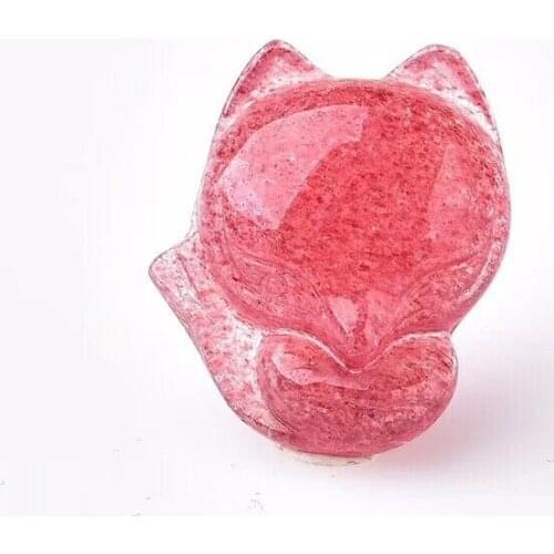 Natural Iced Strawberry Crystal Red Healing Crystal Fox Lady Pendant 22x17mm AAAA