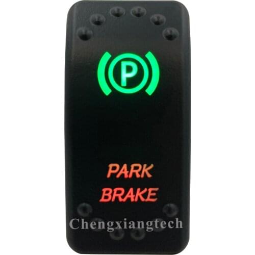 12v 24v, On Off, Up Green & Down Red Led Backlit - Park Brake - Laser Rocker Switch for Car Boat Truck Bus Push Switch