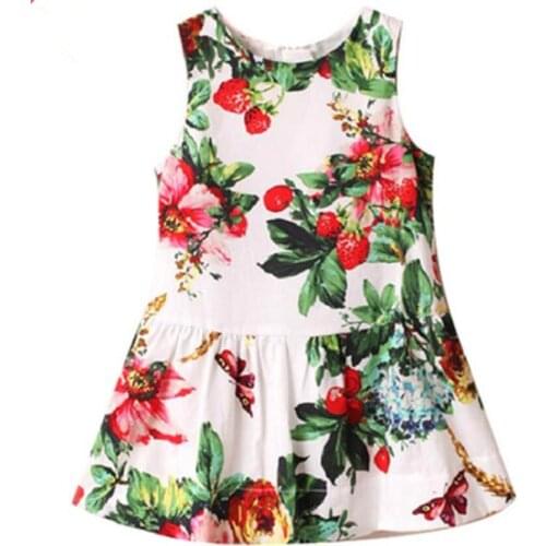 Baby girl spring autumn printed vest dress kids vinage a-line birthday party princess dress