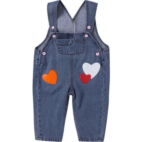 Newborn Baby Girl Boy Clothes Heart Print Jumpsuit Sleeveless Strap Infant Kids Casual Denim Romper Bodysuit Children Outfits ne