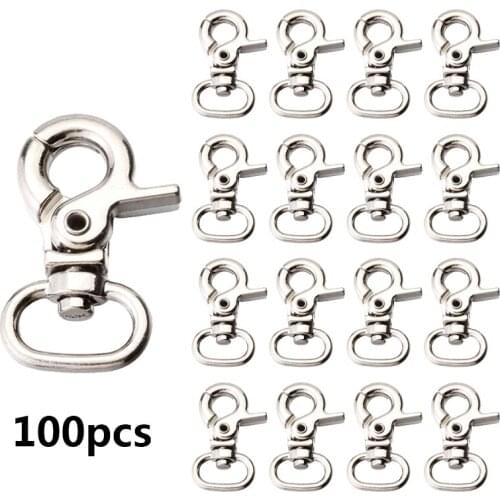 PARETO Wholesale 100pcs 31mm Nickel Plated Zinc Alloy Swivel Snap Hook for Strapping Key Chain DIY Accessories