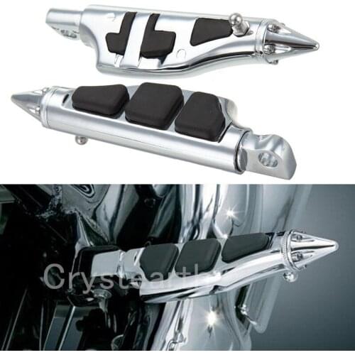 Front & Rear Foot Peg Foot Rests Chrome Stiletto Motorcycle Front Foot Pegs Footrests Universal For Harley Sportser Touring