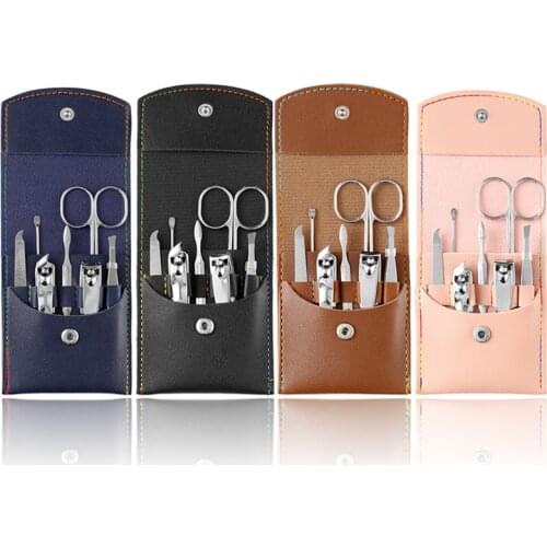 7Pcs/Set Professional Nail Clippers Set Pedicure Manicure Stainless Steel Cuticle Scissor Pusher Tweezers Nail File Nail Cutter