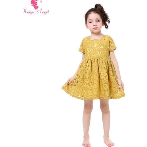 Kaiya Angel Girl Dresses Mustard Yellow Lace Princess Dress Girls Clothes Summer Children Clothing