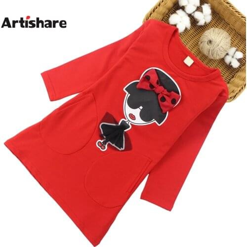 Dress Girl Big Bow Party Girl Dress Cartoon Pattern Child Dress Teenage Childrens Costumes For Girls 6 8 10 12 14