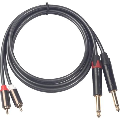 Premium Dual 1/4 Inch To Dual RCA Audio Cable (5FT) - Male 6.35mm 1/4