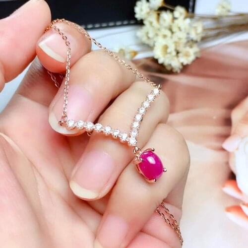 Ruby necklace with pendant Natural And real ruby Free shipping 925 sterling silver Pendant