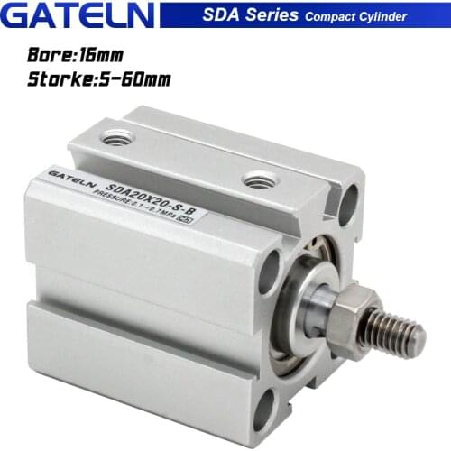 SDA16-B air pneumatic cylinder double acting compact cylinder SDA16-B stroke 5-50mm male thread SDA16x5-B SDA16X20-B-S