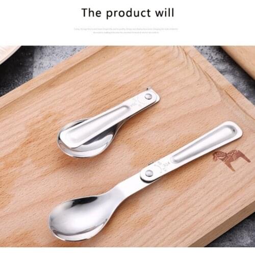 Sport Outdoors Camping Picnic Stainless Steel Soon Tour Skeker Folding Spoon Tableware Accessoires