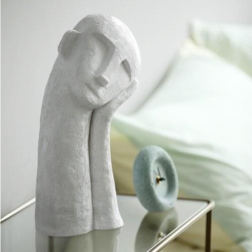 Modern Slanted Head Support Cheek Character Statue Resin Art Ornaments Sculpture Living Room Soft Decoration Exhibition Hall