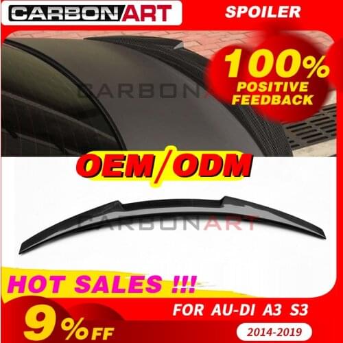 Carbon Fiber Spoiler for audi A3 S3 8V car styling Carbon Fiber Rear lips Trunk Spoiler Car Wing 2013-2018 M4 style rear bumper