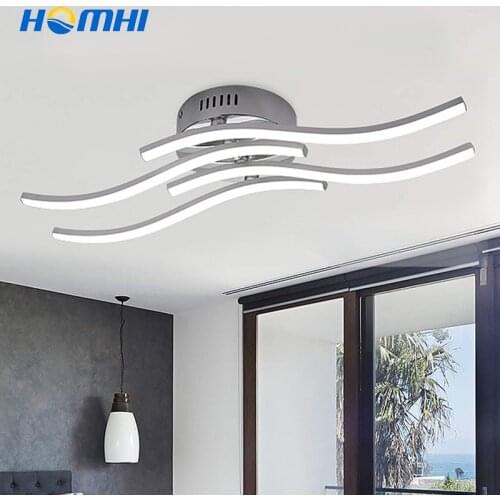 LED Ceiling Lights Porch Lamps for Living Room Fixture Lampy Sufitowe Bathroom Nordic Modern Are Deco Wave Acrylic Aluminum