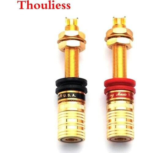 Thouliess 4pcs HIFI Audio Gold Plated OFC CMC 838L-G Speaker Amplifier Binding Post Terminal Banana Plug Socket Output Connector