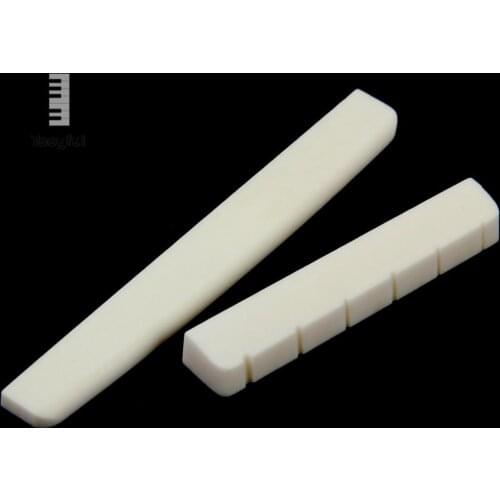 Tooyful Classical Guitar Bridge Pins Buffalo Bone Saddle Nut Slotted Flat Bottom Set for 6 String Strat Electrical Guitar Parts