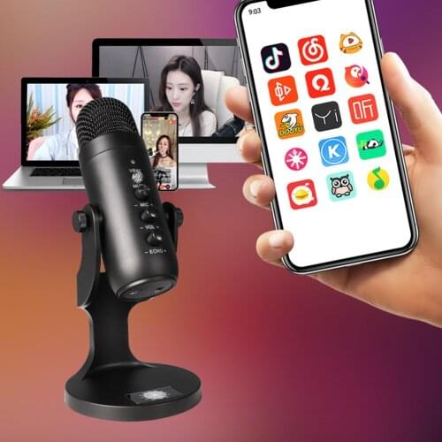 USB Condenser Microphone Singing Gaming Recording Mic Professional Studio Microphone Wired for Computer Mobile Phone