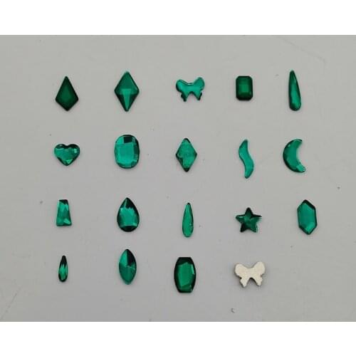 High Quality 50pcs/pack Green Nail Art Rhinestones Flat Crystal Glass Stones For 3D Nails Decoration