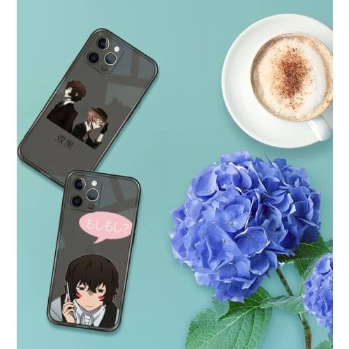 Japan anime bungou stray Phone Case For iPhone 13 12 11 8 7 se 2020 pro X XS XR MAX Plus Black Transparent Cover
