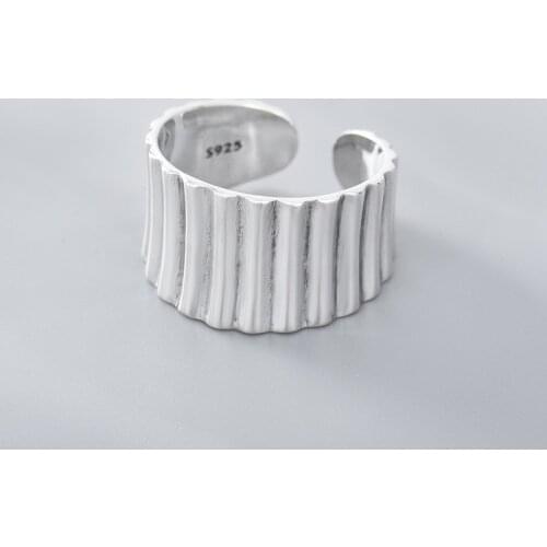 Fashion Personality Simplicity Vintage Wave 925 Sterling Silver Open Adjustable Gap Rings For Women Wide Version Style Ornaments