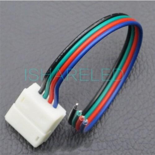 10pcs 4pin RGB Led Strip Single-Connector Adapter with 15cm wire Cable for 5050 3528 strip