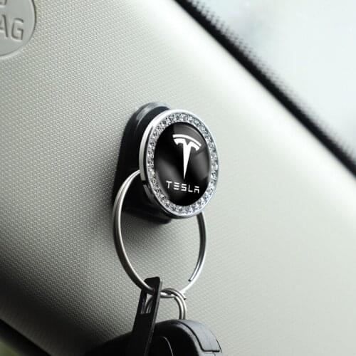 2/4pcs Car Emblem Small Hooks Multi-function Adhesive Hanging Hooks For Tesla Model X Model Y Model S Model 3