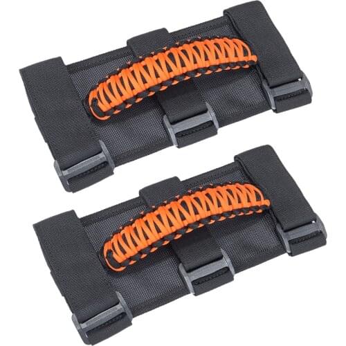 2pcs Door Grab Handle For Jeep Wrangler JK JL YJ TJ 1987-2020 Roll Bar Hand Grip Non-slip Weaved Handle