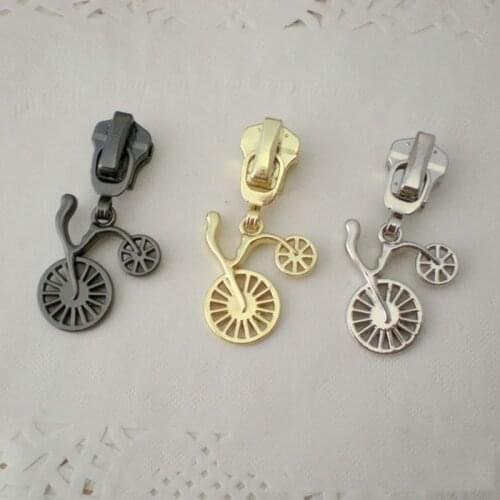 20PCS 5# Metal Zipper Slider DIY Bicycle Shape Metal Zipper Pull Head for Metal Resin Zip DIY Coat Wallet Suitcase Accessory