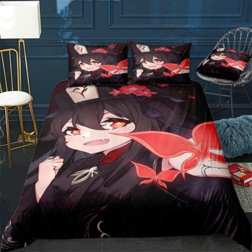 Hu Tao Duvet Cover Comfortable Quilt Home Decora Design Universal Bedding Set Bedclothes+Pillowcase 3pcs