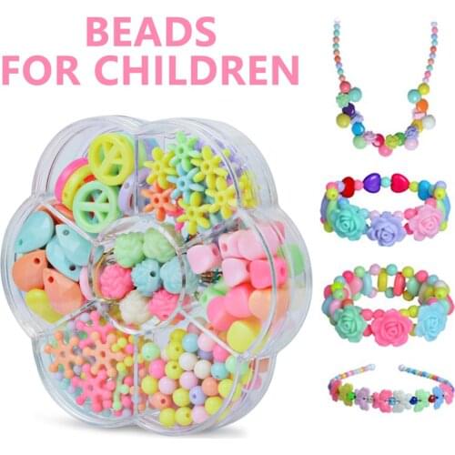 7 Girds Kids Girls DIY Toys String Beads Set Brinquedo Necklace Handmade Bracelet Building Kit Make Up Intelligence Birthday Toy