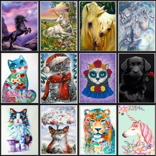 5d Diy Diamond Painting Animal Embroidery Cross Stitch Mosaic Home Decor Sticker Handmade Round Diamond Crafts