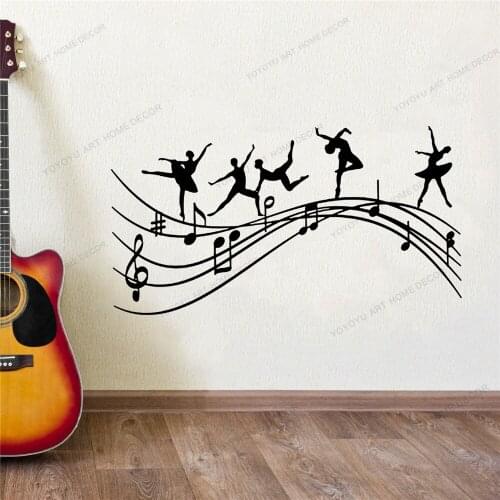 Ballet vinyl wall sticker home decor decal diy art mural wallpaper Studio Dancers Music Notes Melody Ballerina CX1687