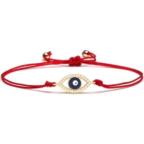 White Cubic Zirconia Stones Blue Evil Eye Charm Bracelet Women Men Unisex Best Quality CZ Copper Luck Eye Red String Jewelry Her
