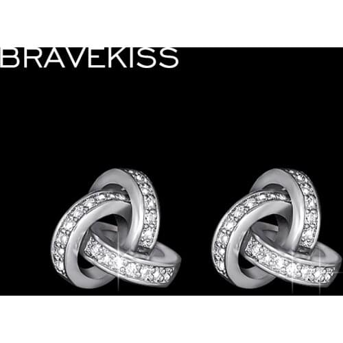 BRAVEKISS Trendy Small Crystal Knot Studs Earring for Women CZ Piercing Earing Studs Earrings Jewelry brincos aretes BUE0141
